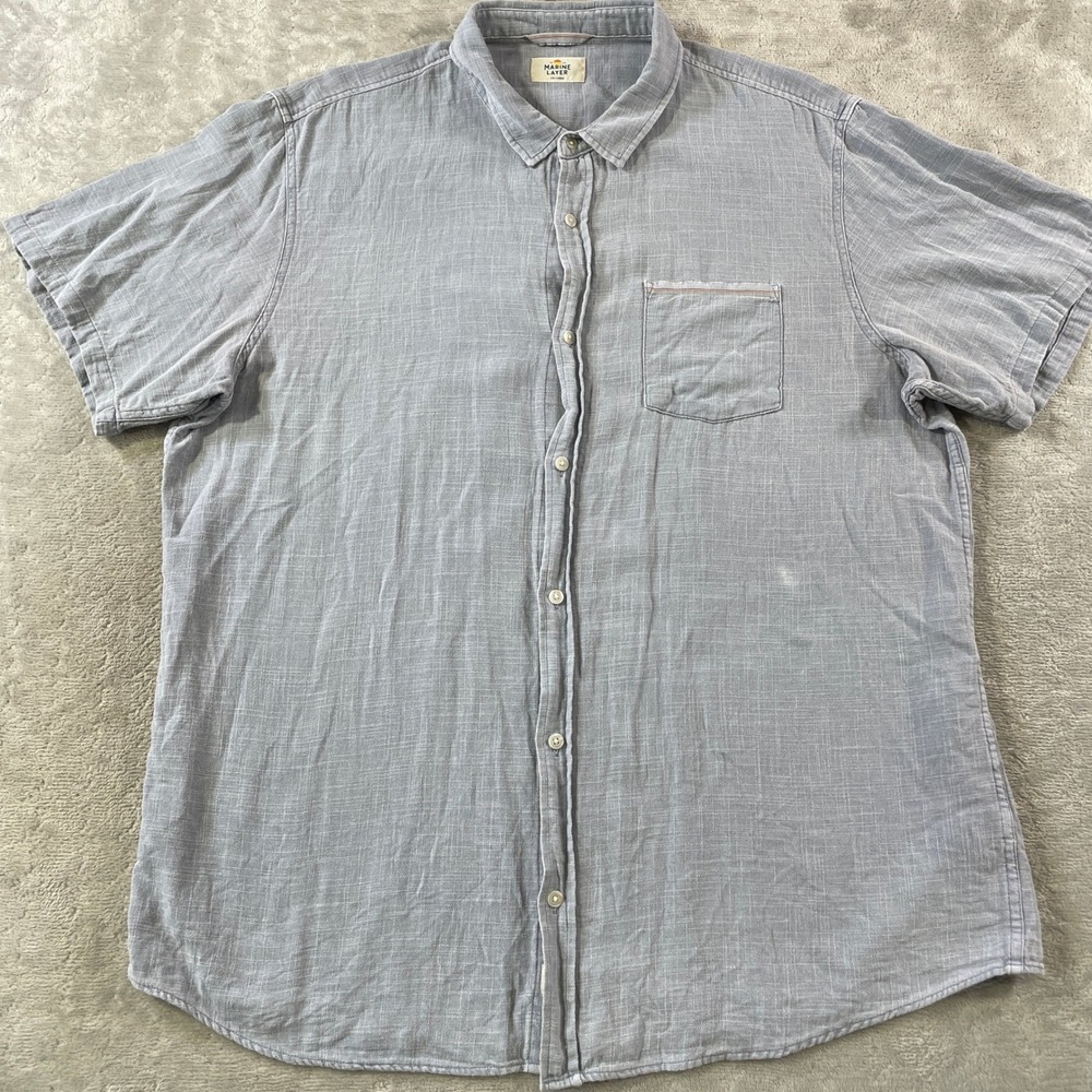 Marine Layer Shirt Men XXL Gray Short Sleeve Button Casual Beach Resort Vacation